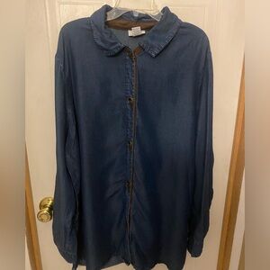 Soft Surroundings Denim Tencel Shirt with Toggle Button Latch Closure